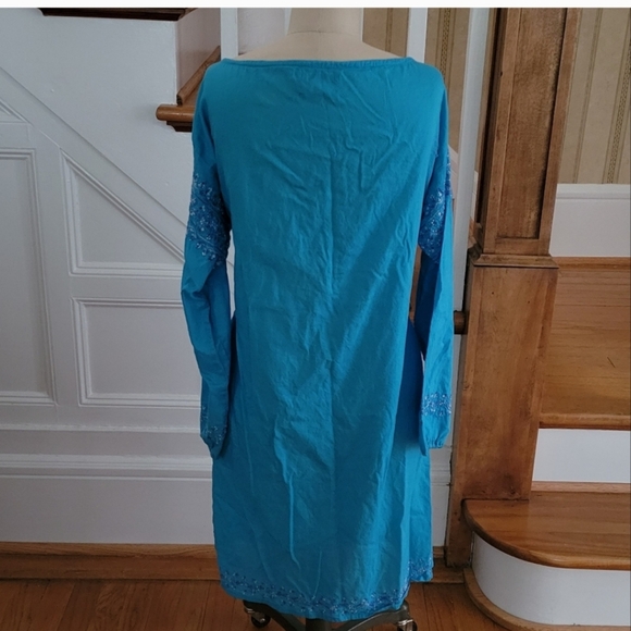 CALYPSO Christiane Celle Blue Boho Dress Size Medium - Picture 2 of 5